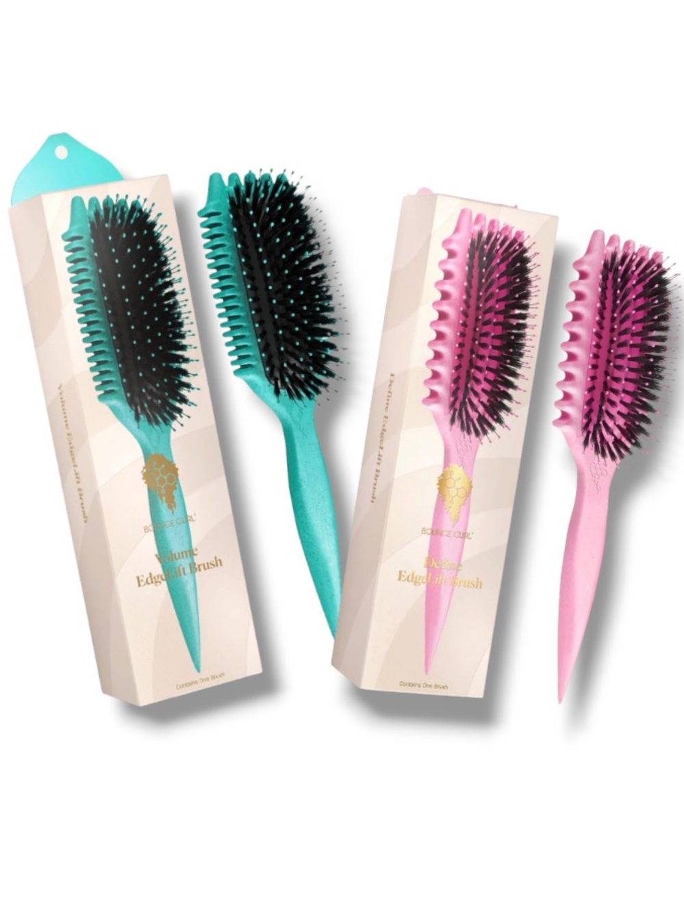 Bounce Curl Duo Bundle Pink Define Edgelift + Teal Volume Defining Hairbrushes